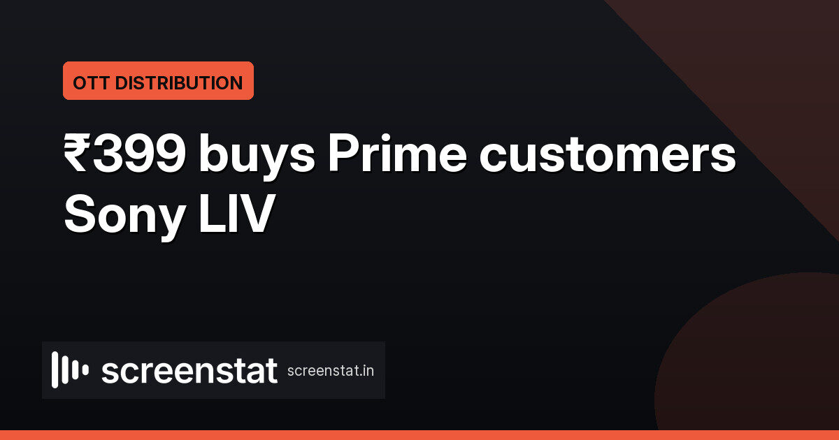 Prime Video adds Sony LIV as ₹399 monthly add-on in India